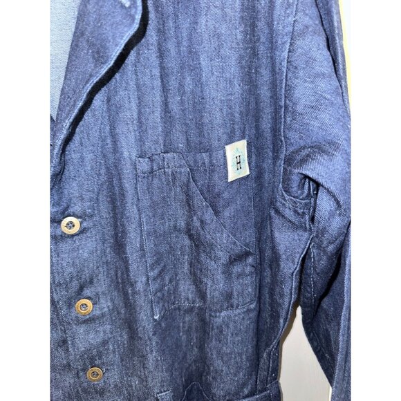 Stock MFG Herbology Denim Long Sleeve Wide Leg Jumpsuit Women's Large - Picture 4 of 6